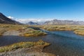 Colorful tundra in front of the river and