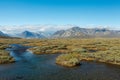 Colorful tundra in front of the river and Royalty Free Stock Photo