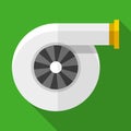 Colorful turbocharger icon in modern flat style with long shadow. Car parts Royalty Free Stock Photo
