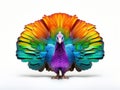 Ai Generated illustration Wildlife Concept of Colorful turkey isolated on the white background