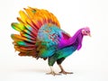 Ai Generated illustration Wildlife Concept of Colorful turkey isolated on the white background