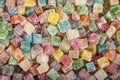 Colorful Turkish delight close up photo. turkish delight or lokum of red, green, orange and yellow colors Royalty Free Stock Photo