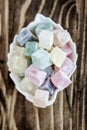 Colorful Turkish Delight on Wooden Background Royalty Free Stock Photo