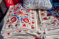 Colorful turkish shawls in street market, Turkey, Istanbul