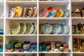 Colorful Turkish traditional plates for sale at sevenirs shops in the Europe side of Istanbul, Turkey