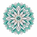 Colorful Turquoise Flower Tattoo Design With Geometric Patterns