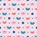 Colorful Turquoise and Pink Floral Seamless Pattern Background