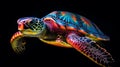 Colorful Sea Turtle: A Stunning Artwork In 32k Uhd And Optical Art Style