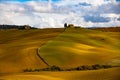 Colorful Tuscany in Italy - the typical landscape and rural fields from above