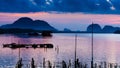 Colorful twilight in morning over seascape at fisherman village,Ban Sam Chong Tai , Pangnga,Thailand Royalty Free Stock Photo