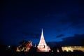 Colorful on twilight of Phra Samut Chedi Pagoda in Thailand.