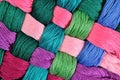 Colorful twisted skeins of floss as background texture Royalty Free Stock Photo