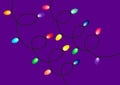 Colorful Twisted String Lights on Purple Background Clipart Royalty Free Stock Photo