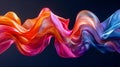 Colorful twisted wave in motion on a black background, smooth multicolor wave shapes, smooth curves. Generative AI