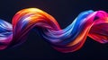Colorful twisted wave in motion on a black background, smooth multicolor wave shapes, smooth curves. Generative AI