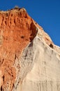 Great red white sandstone rock formation at the Falesia beach in Albufeira Royalty Free Stock Photo