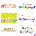 Colorful typography designs of Happy Retirement text