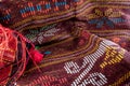 colorful ulos fabric from batak tribe indonesia. handmade