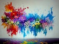 Colorful Ultra Modern Dramatic Splash Effect Oil Painting, Special 3D Style, Floral Arrangement, created with Generative AI