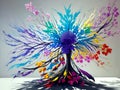 Colorful Ultra Modern Special 3D Style Oil Painting, Floral Arrangement, created with Generative AI technology