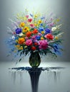 Colorful Ultra Modern Special 3D Style Oil Painting, Floral Arrangement Runny Effect, created with Generative AI technology