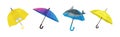 Colorful Umbrella as Waterproof Protective Accessory for Rainy Weather Vector Set