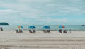 Colorful The Umbrella Chair Touching The Sand Moreover The Blue Sky In The Daytime