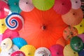 Colorful umbrella made of mulberry paper Royalty Free Stock Photo
