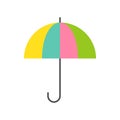 Pastel color umbrella, flat icon vector illustration Royalty Free Stock Photo