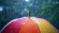 The colorful umbrella in rain.AI generated image Royalty Free Stock Photo