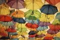 Colorful umbrella street decoration.