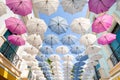Colorful Umbrellas As A Shade Decoration In A Street