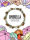 Colorful umbrellas autumn theme design in soft pastel colors