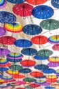 Colorful umbrellas on the ceiling Royalty Free Stock Photo