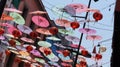 Colorful Umbrellas Chinatown in Mexico City, Sun Rain Protection as Decoration Royalty Free Stock Photo