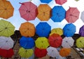 Colorful umbrellas of decoration on a street Royalty Free Stock Photo