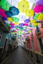 Colorful Umbrellas of downtown San Juan, Puerto Rico's capital