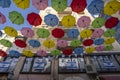 Colorful Umbrellas and Israeli Flags in Jerusalem Royalty Free Stock Photo