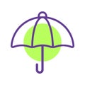 Colorful Umbrellas outline vector icon illustration