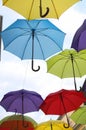 Colorful Umbrellas Over the Street Vertical