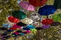 Colorful umbrellas in the sky