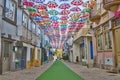 Colorful umbrellas in the street in Agueda, Portugal