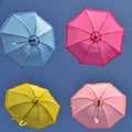 Colorful umbrellas under sky