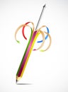 Colorful uncapped pencil and rod. Vector