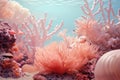 Colorful underwater scene of corals and sea anemones Royalty Free Stock Photo