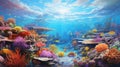 Colorful Underwater Scene With Realistic Landscapes And Vibrant Marine Life Royalty Free Stock Photo