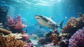 Colorful Underwater Shark Swimming In Photorealistic Terragen Diorama