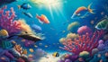 Colorful Underwater World, Made with Generative AI