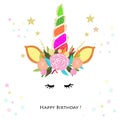 Colorful unicorn Birthday invitation. Baby shower, party invitation greeting card