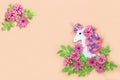 Colorful unicorn and paper flowers